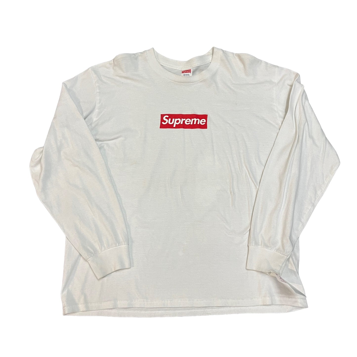 Supreme Red Box Logo White L/S Tee