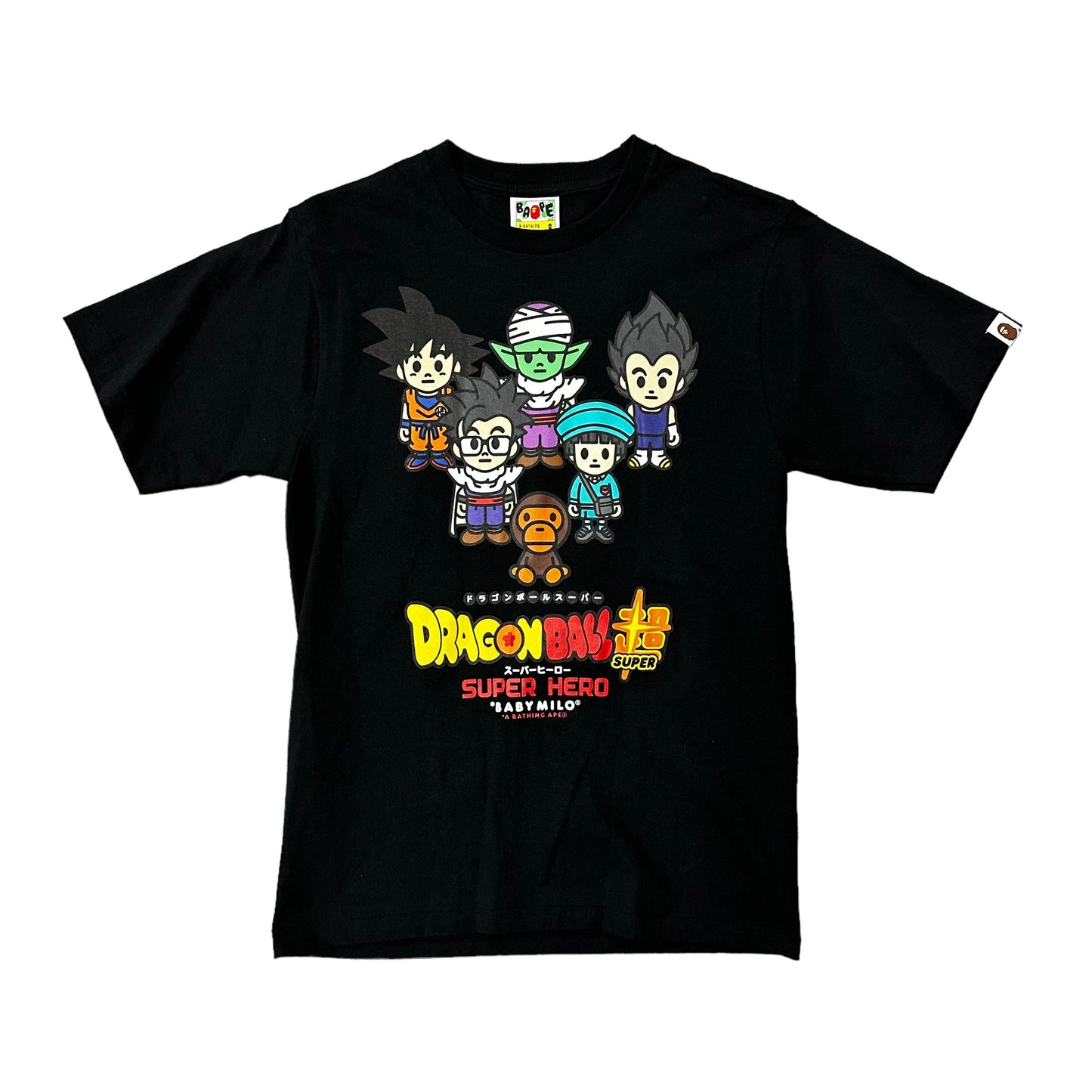 Bape x Dragon Ball Super Goku & Gohan & Pan & Piccolo & Vegeta Baby Milo Black Tee