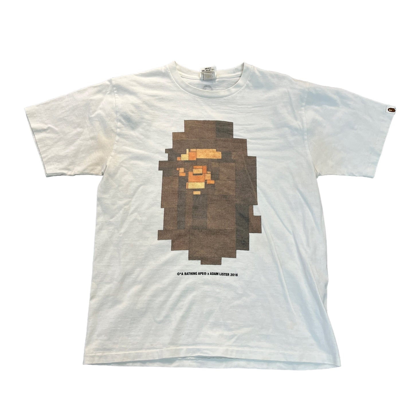 Bape Adam Lister Pixel Ape Head White Tee