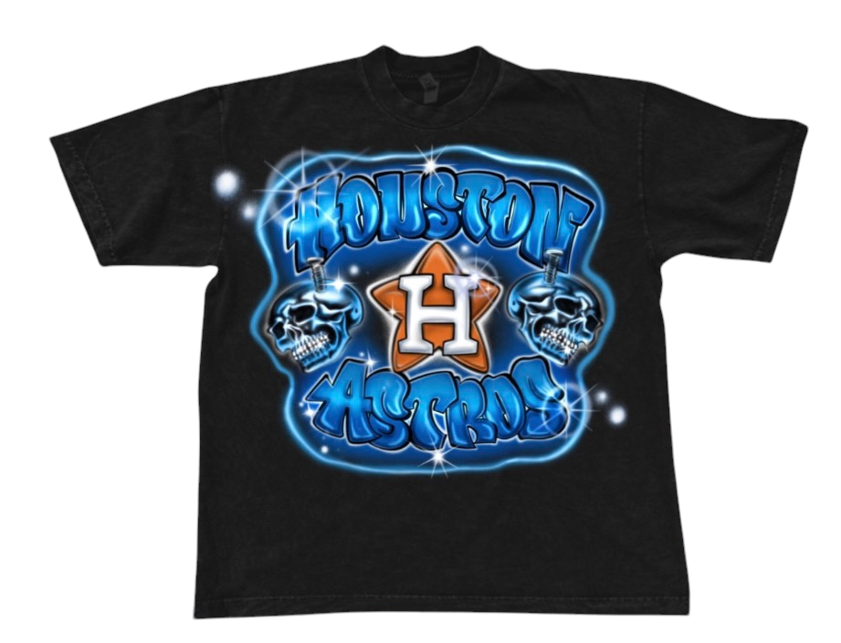 Houston Orange Star Skulls Black Tee