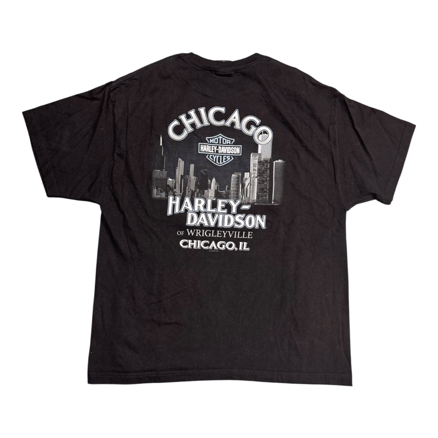 Harley Davidson Flame Skull Chicago Black Tee