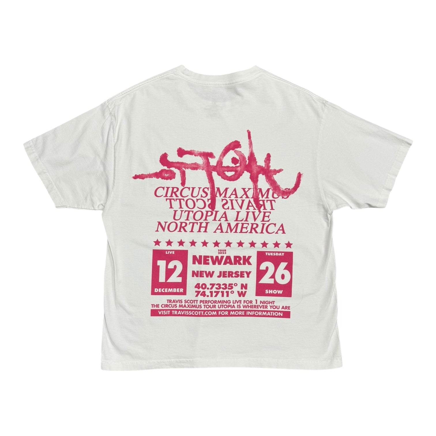 Travis Scott Utopia Tour Newark NJ White Tee