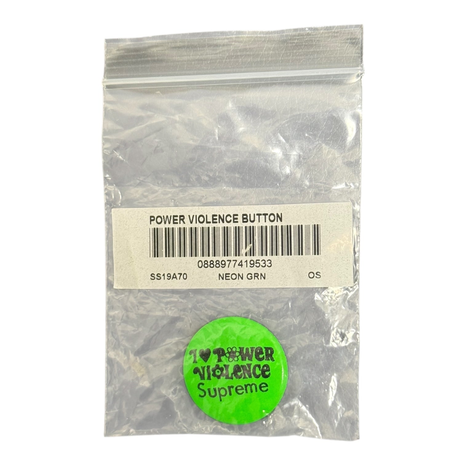 Supreme Power Violence Button Pin