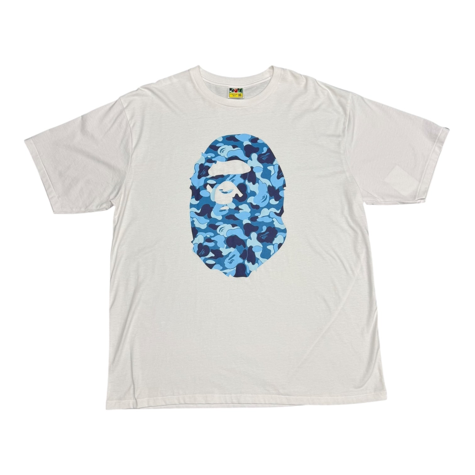 Bape Blue Camo Ape Head White Tee