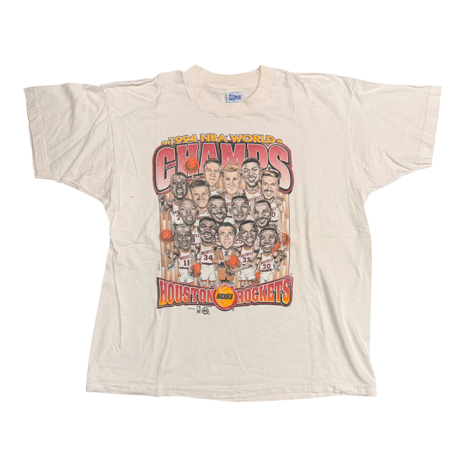 Houston Rockets 1994 World Champs Cartoon White Tee