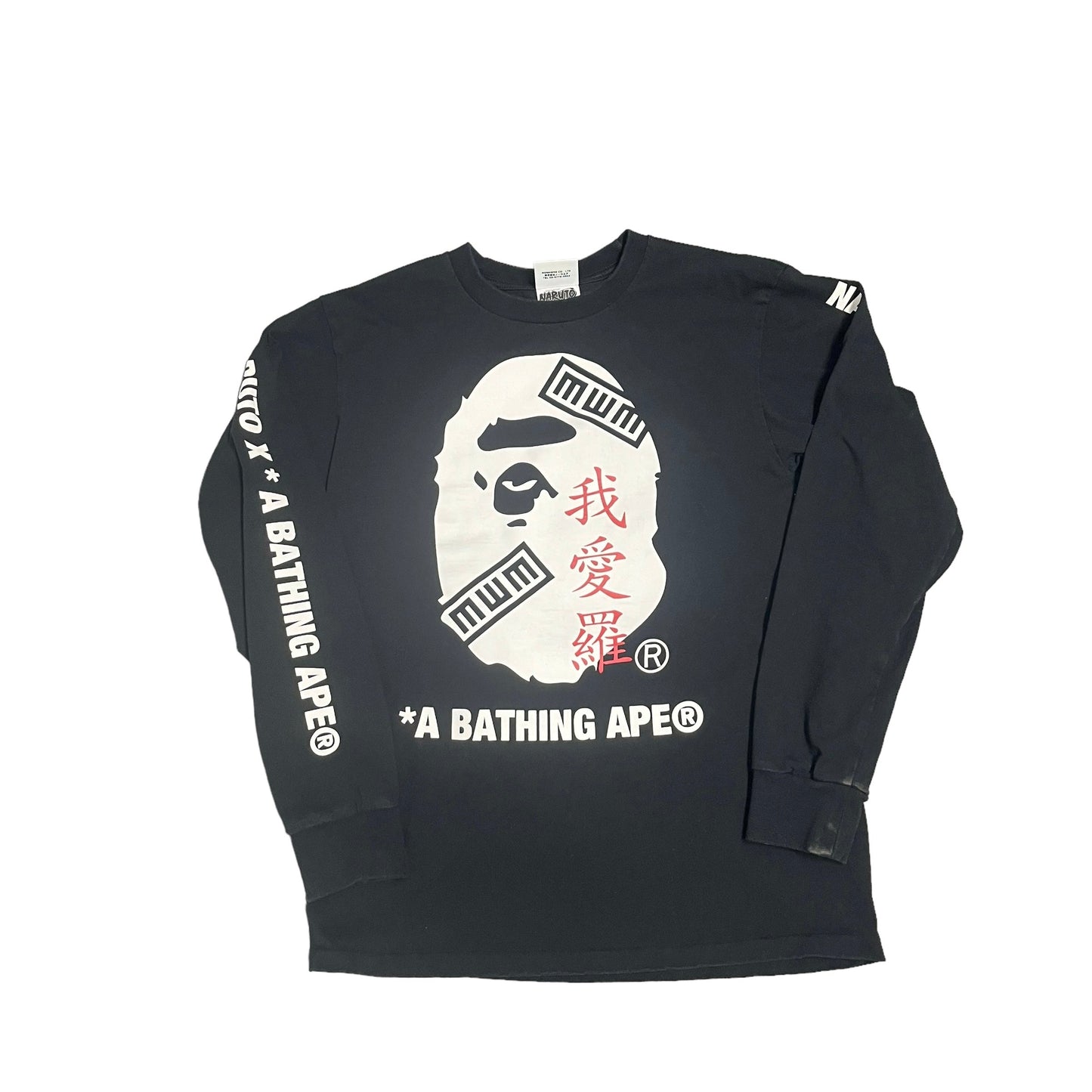 Bape x Naruto Ape Head L/S Black Tee