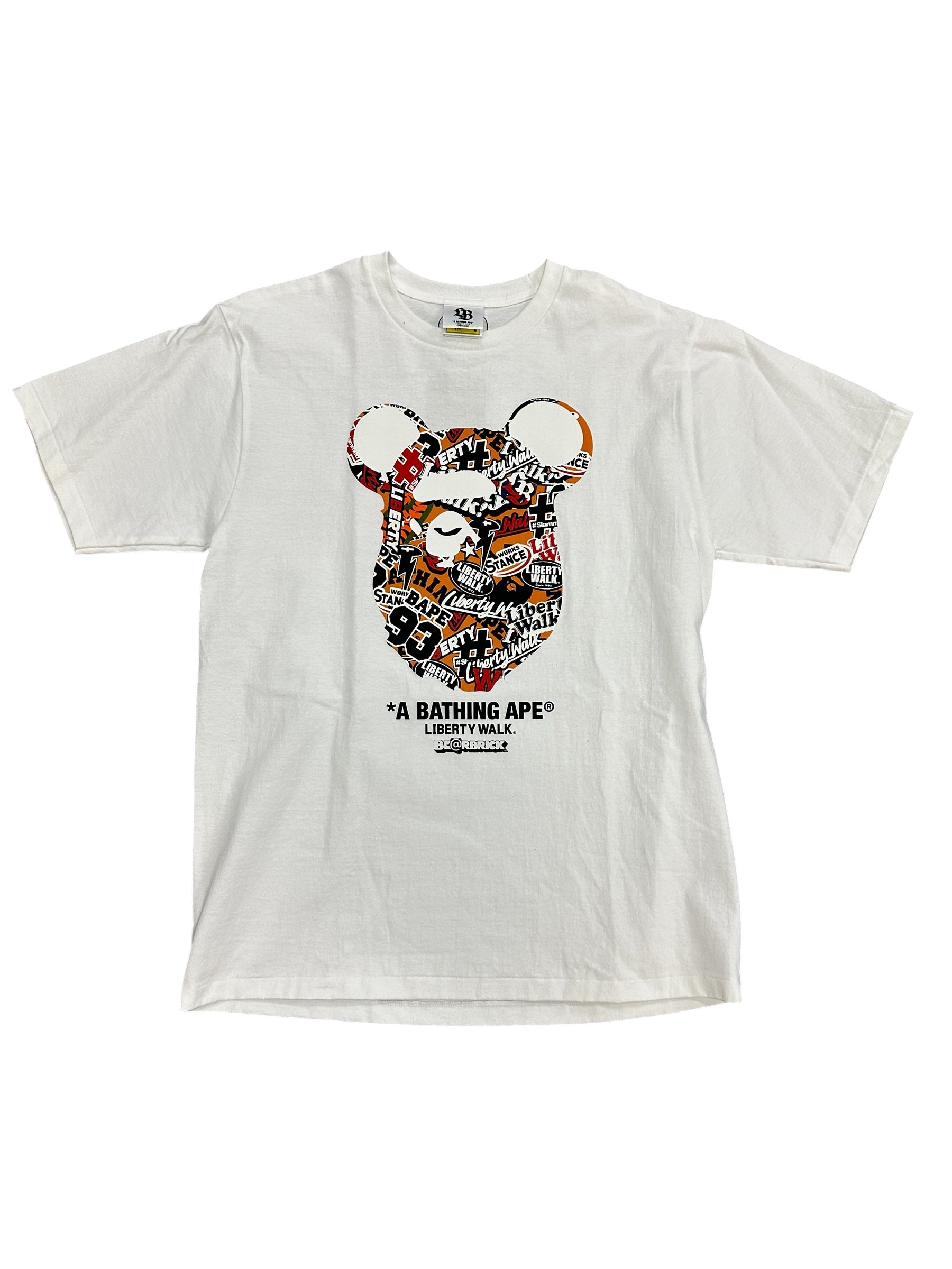 BAPE X Bearbrick Ape head Liberty Walk White Tee