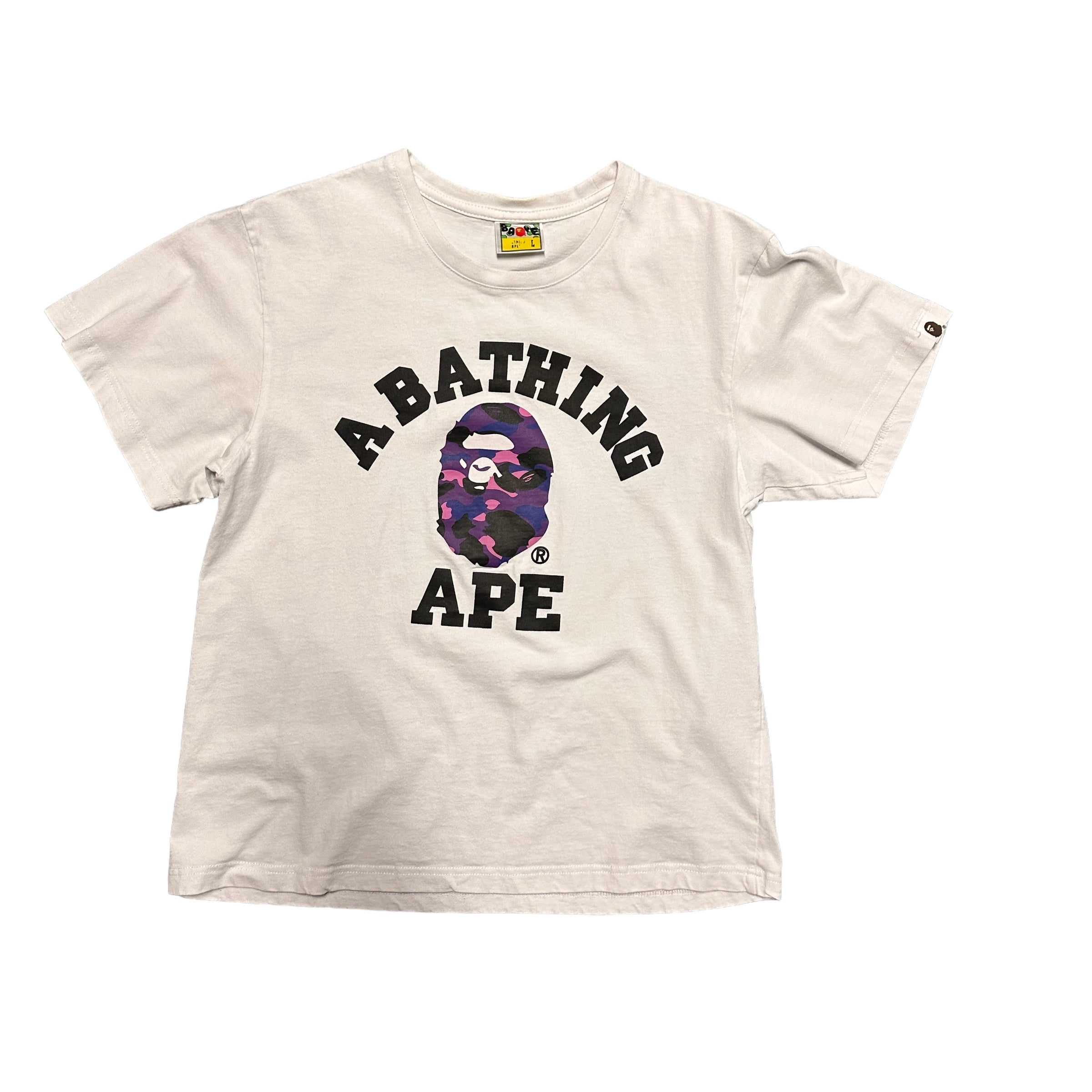 Bape College Tee Purple Camo White Tee