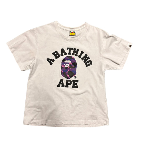 Bape College Tee Purple Camo White Tee