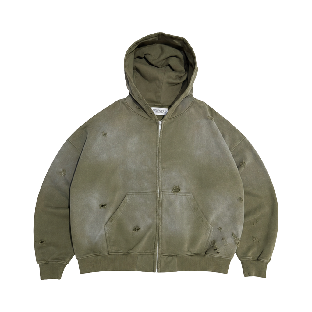 LONESTAR OLIVE SUN FADED ZIP-UP