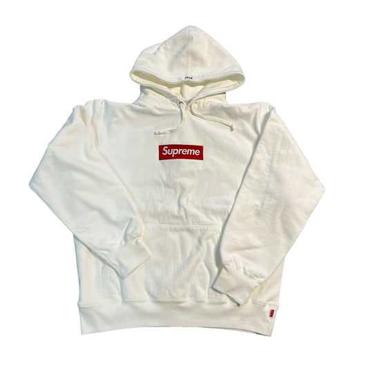 Supreme Red Box Logo White Hoodie