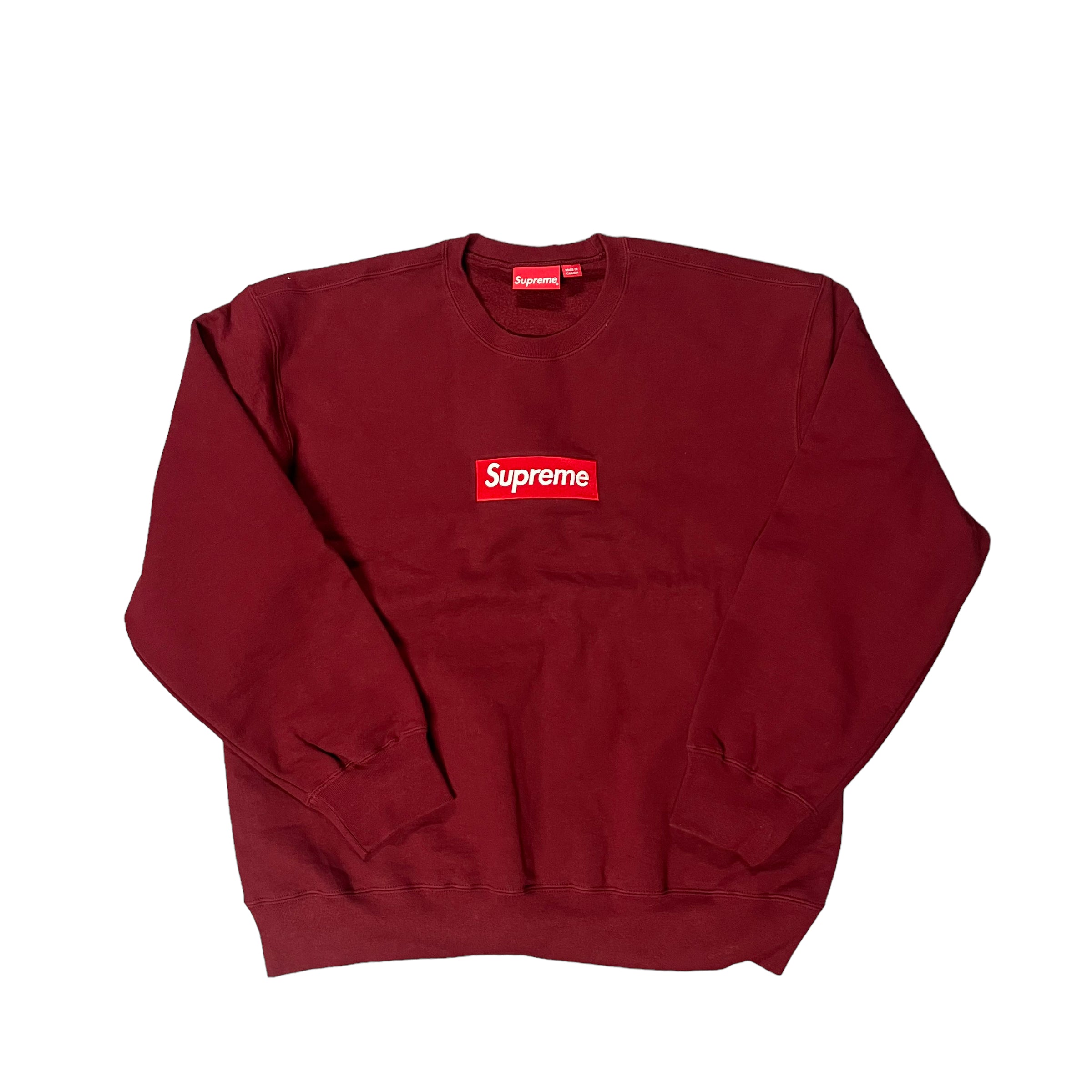 Supreme Red Box Logo Burgundy Crewneck
