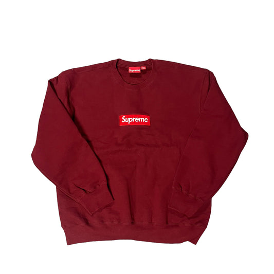 Supreme Red Box Logo Burgundy Crewneck