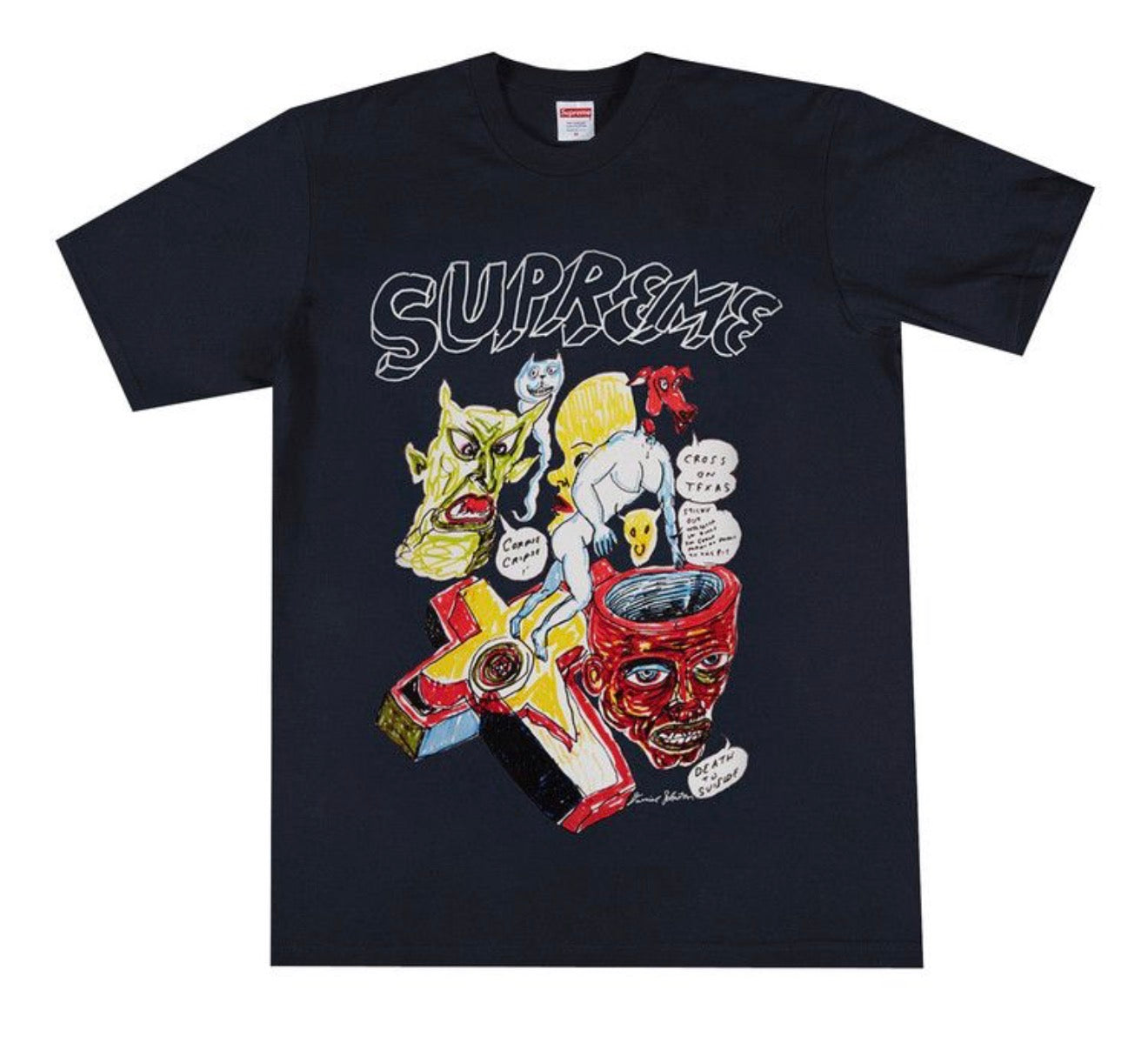 Supreme x Daniel Johnston Cross On Texas Navy Tee