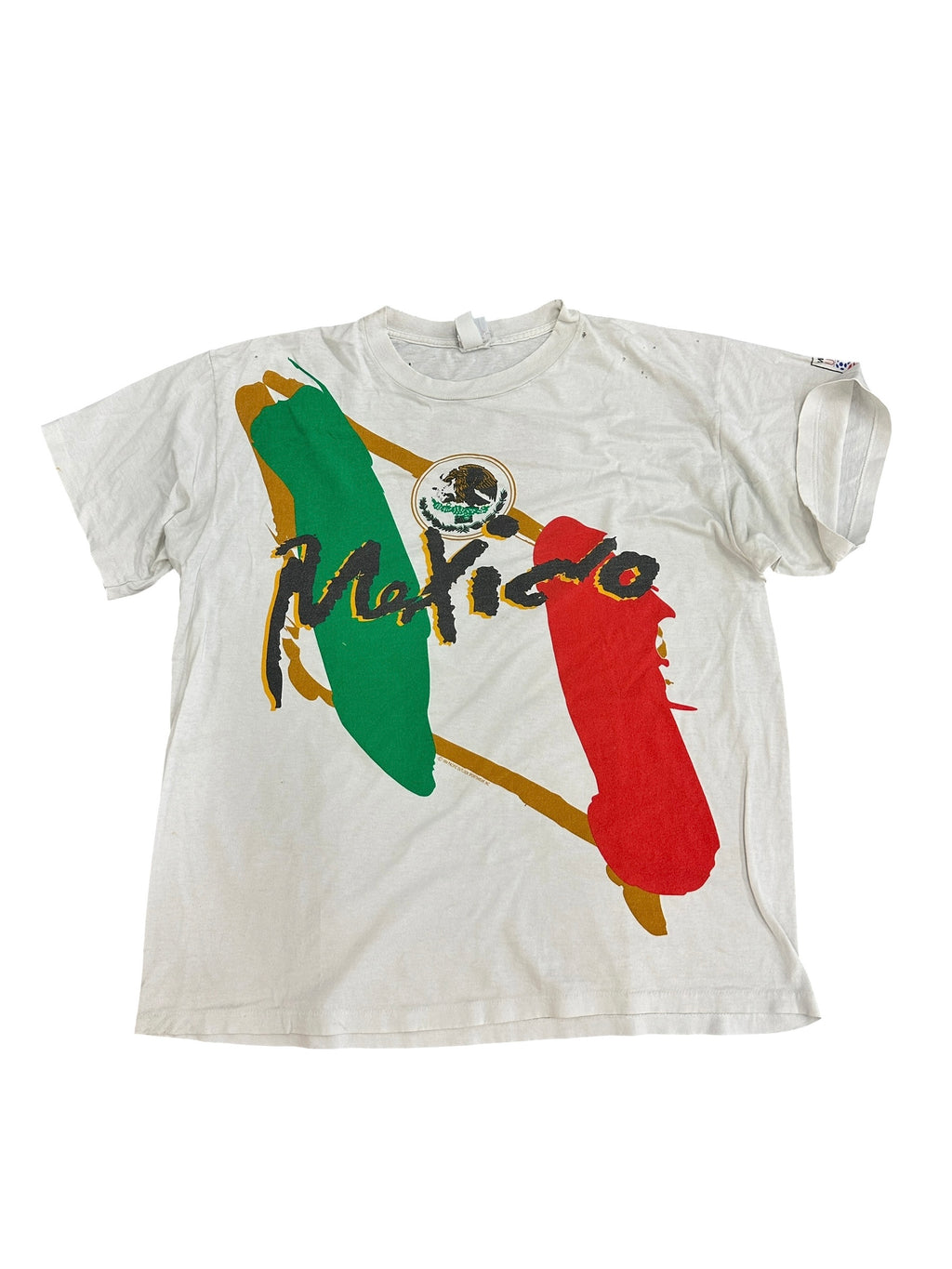 Mexico Flag Vintage White Tee
