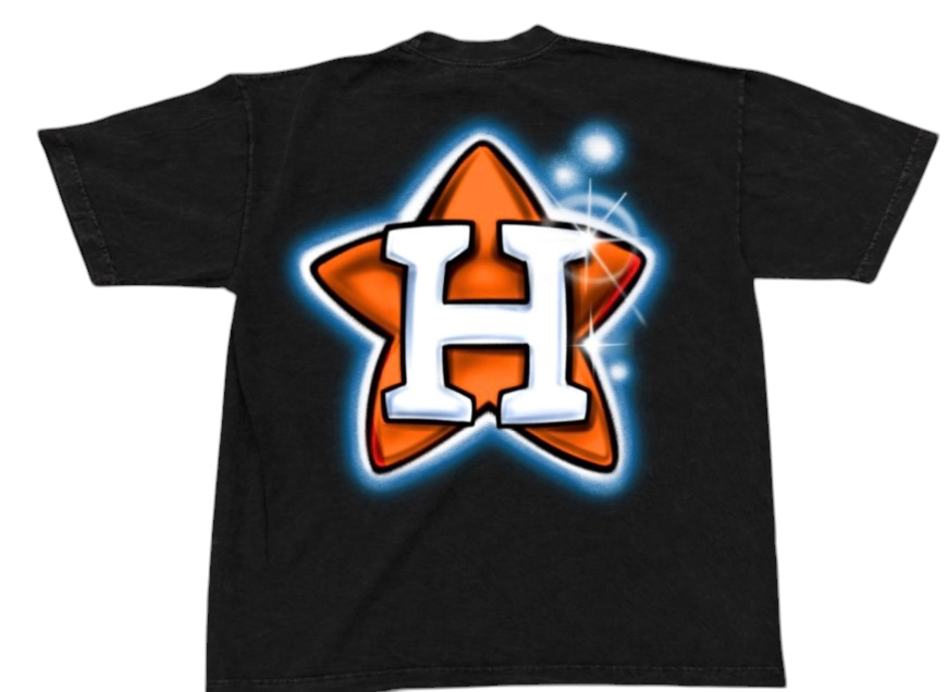 Houston Orange Star Skulls Black Tee