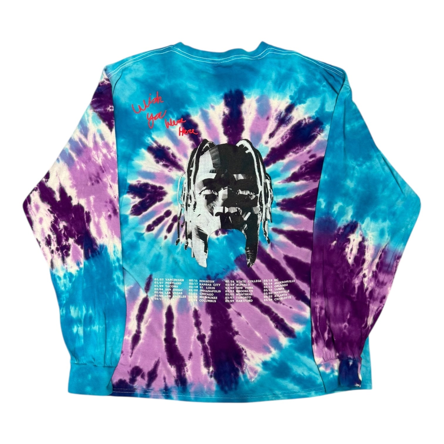Travis Scott Astroworld Tour Blue Purple Tie Dye L/S