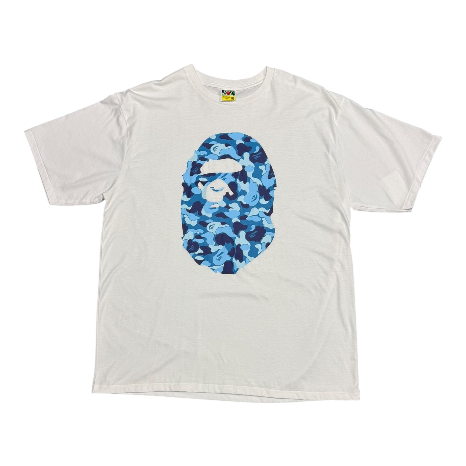Bape Blue Camo Ape Head White Tee