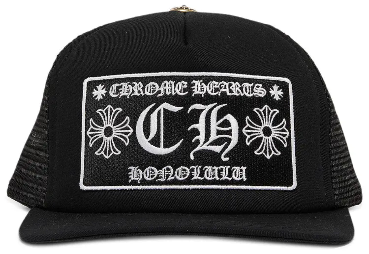 Chrome Hearts CH Honolulu Black Trucker SnapBack Hat