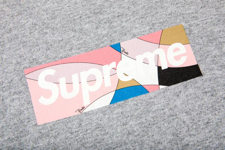 Supreme Emilio Pucci Grey/Pink Box Logo Tee
