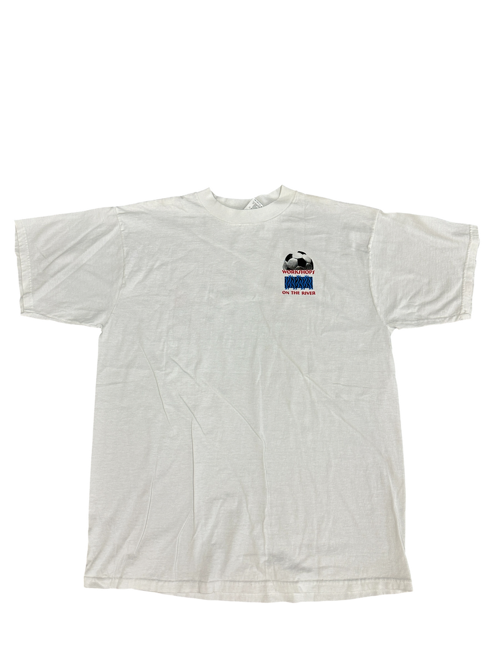 Workshops on the river white tee