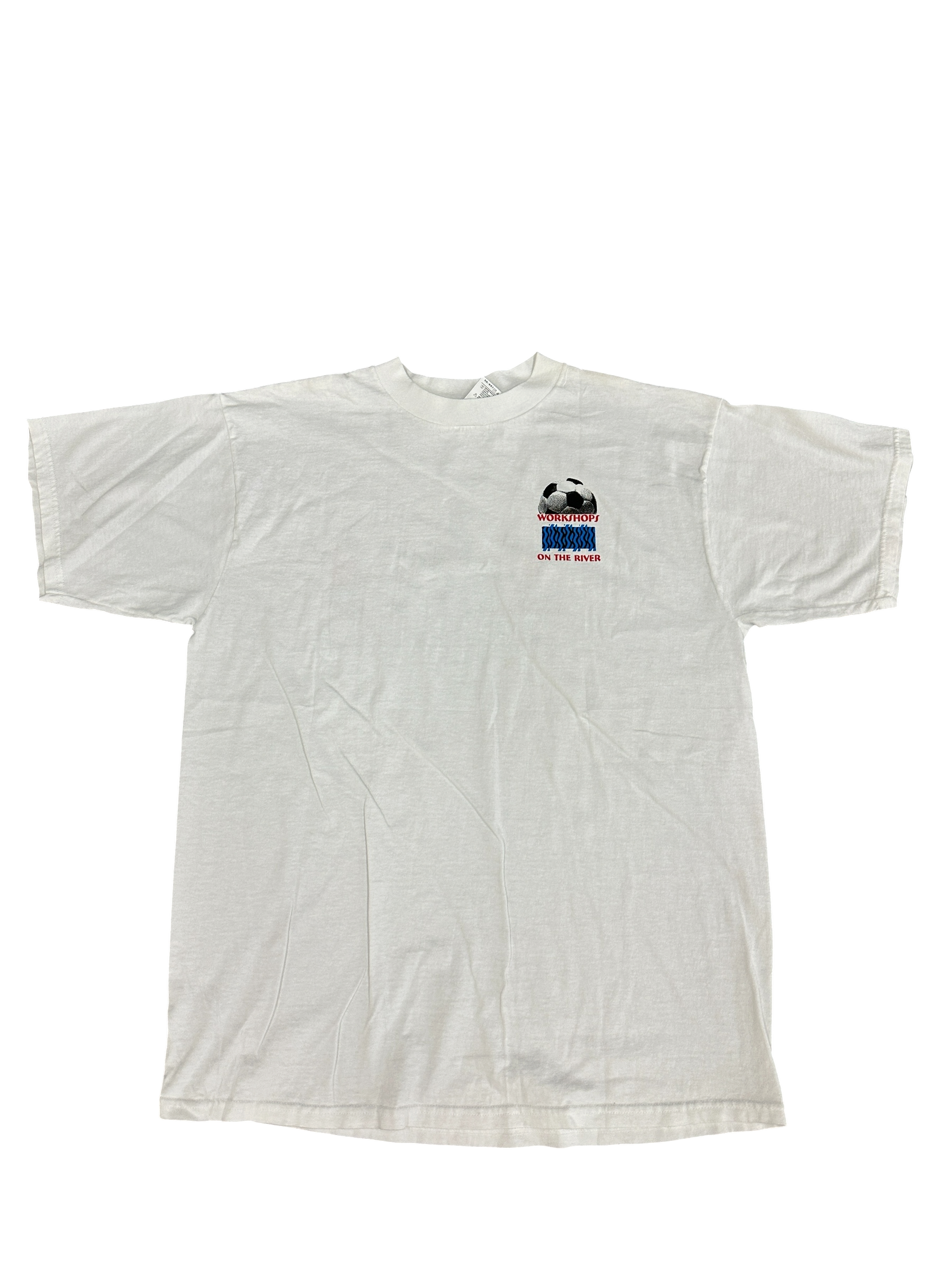 Workshops on the river white tee