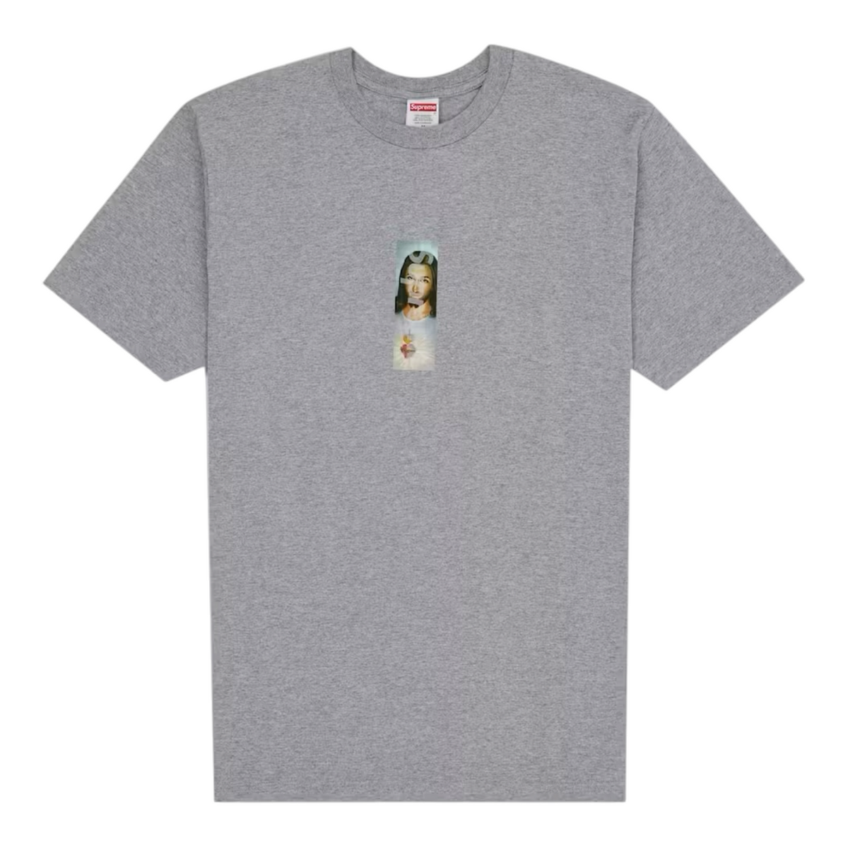 Supreme Jesus Prayer Card Box Logo Tee - Heather Grey