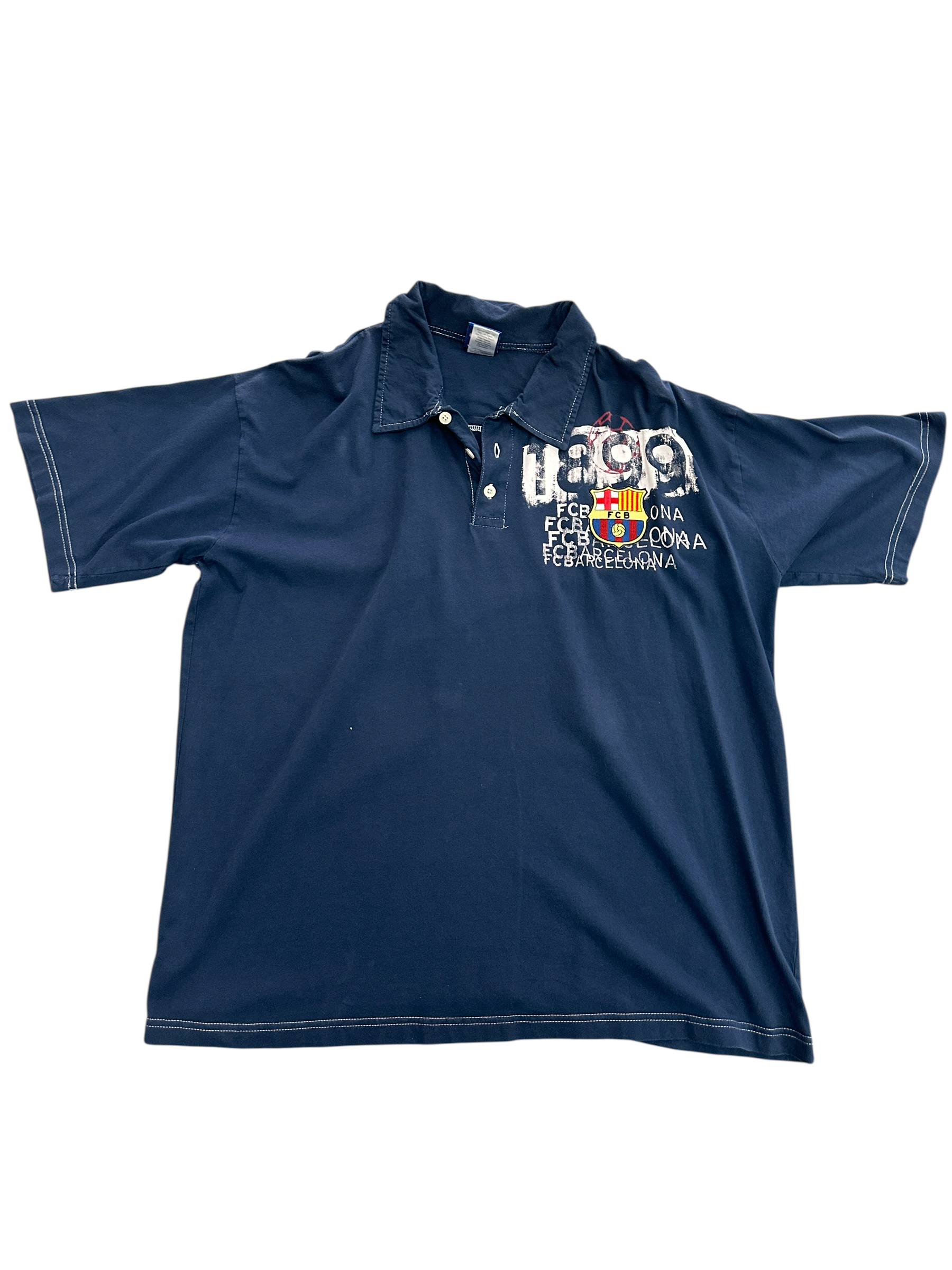 FC Barcelona Stitched W/Logo Patch 1899 Blue Short Sleeve Polo Shirt