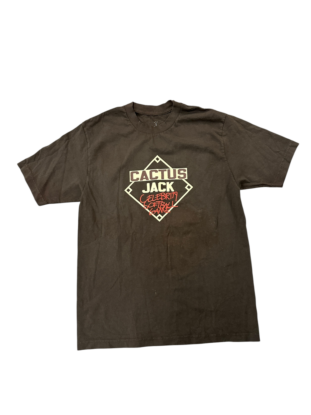Cactus Jack Celebrity Softball Game Play Ball Brown Tee