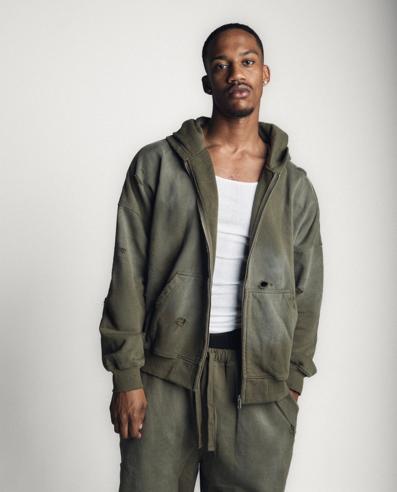 LONESTAR OLIVE SUN FADED ZIP-UP
