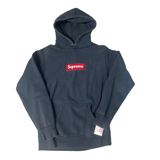 Supreme Red Box Logo Navy Hoodie