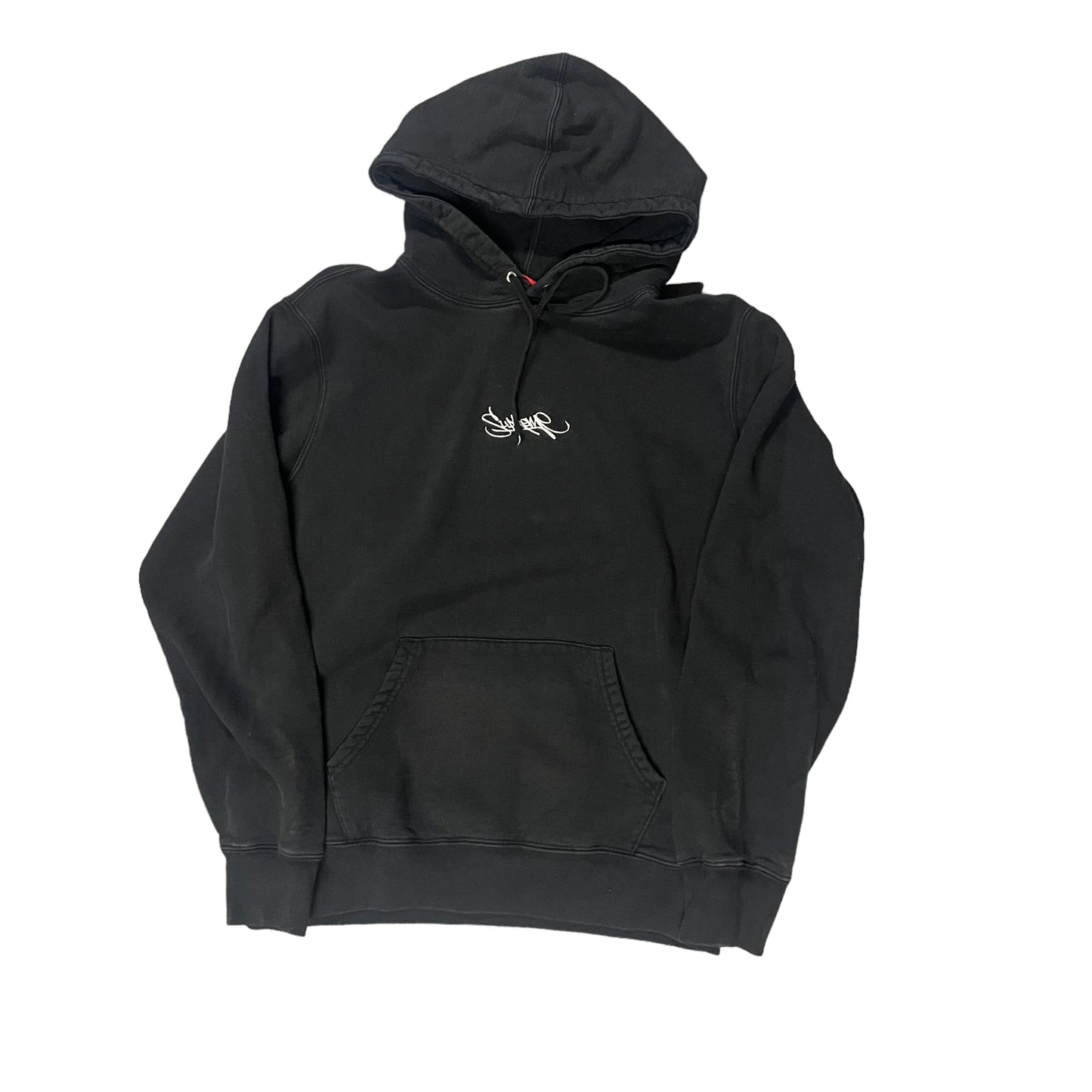 Supreme Script Font Black Hoodie