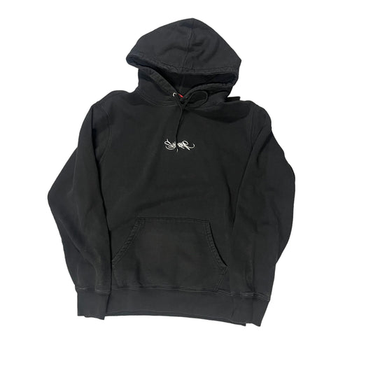 Supreme Script Font Black Hoodie