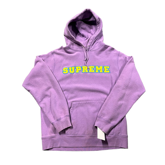Supreme Yellow Spellout Lavender Hoodie